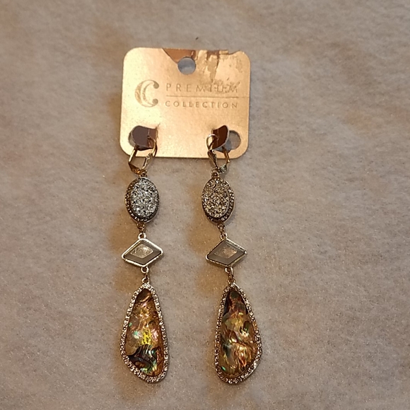 Charming Charlie Jewelry - Mother of Pearl, Moon & Graphite Stone Earrings